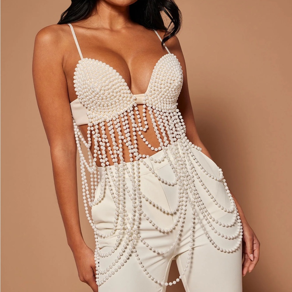 Pearls On Pearls Bralette - Ivory 1X NWT
